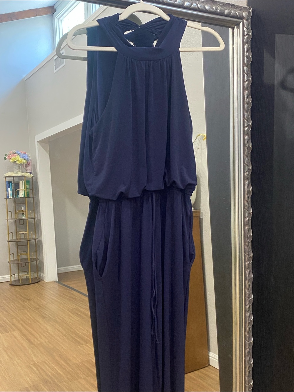Enfocus Studio Navy Sleeveless Maxi Jumpsuit  Halter